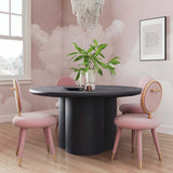 Elika Round Dining Table, Black-Furniture - Dining-High Fashion Home