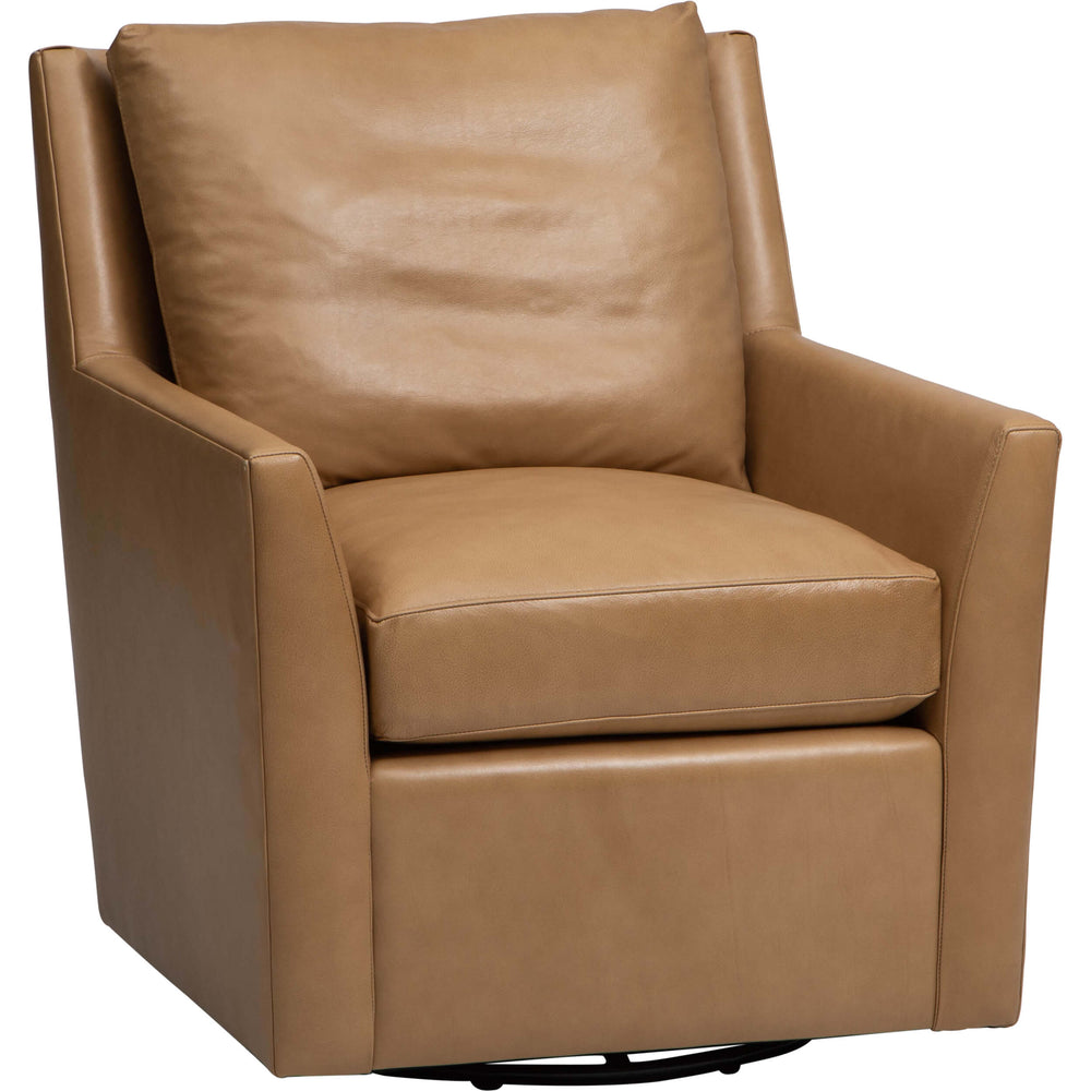 Embry Leather Swivel Chair, Landry Fawn-Furniture - Chairs-High Fashion Home