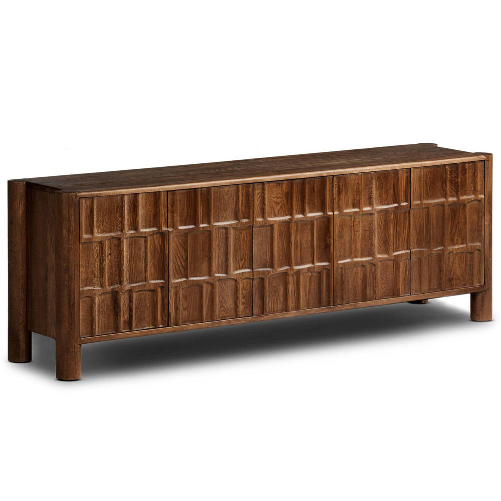 Ezri Media Console, Cocoa-Furniture - Storage-High Fashion Home