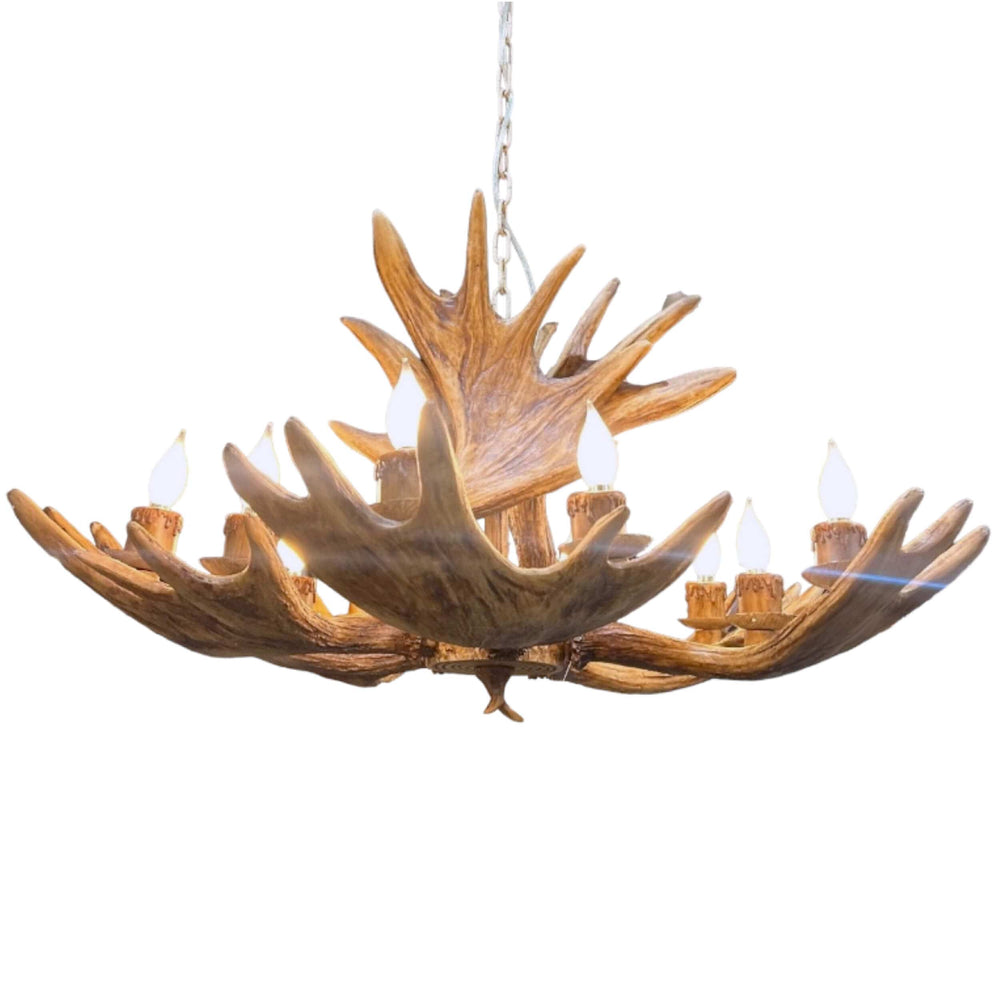 Faux Antler 10 Light Chandelier, Natural