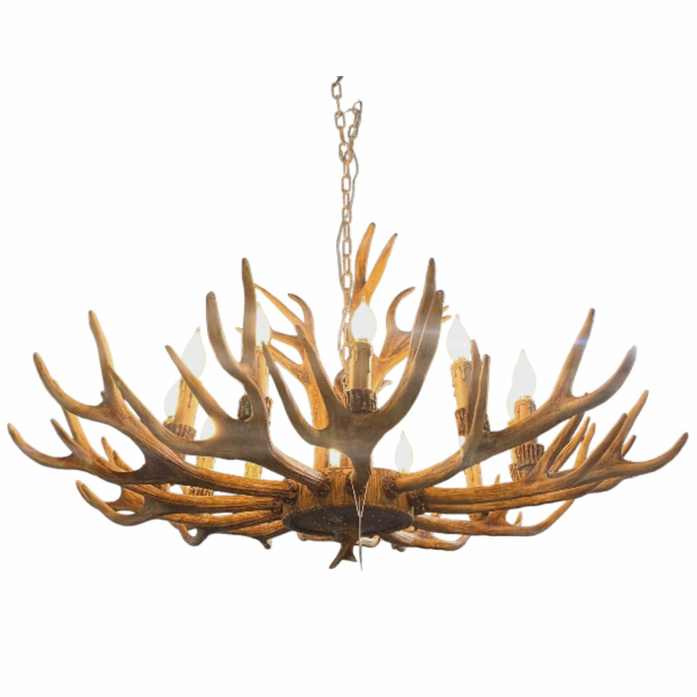 Faux Antler 12 Light Chandelier, Natural