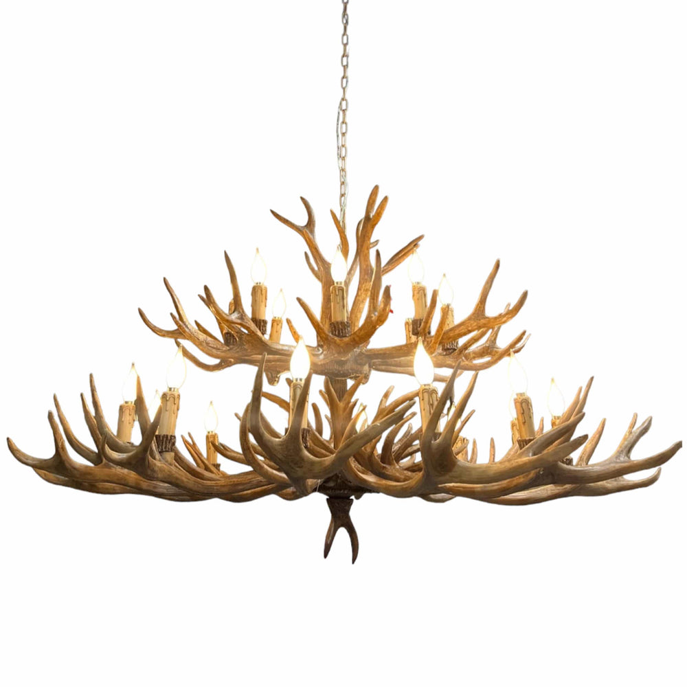 Faux Antler 12+8 Light Chandelier, Natural