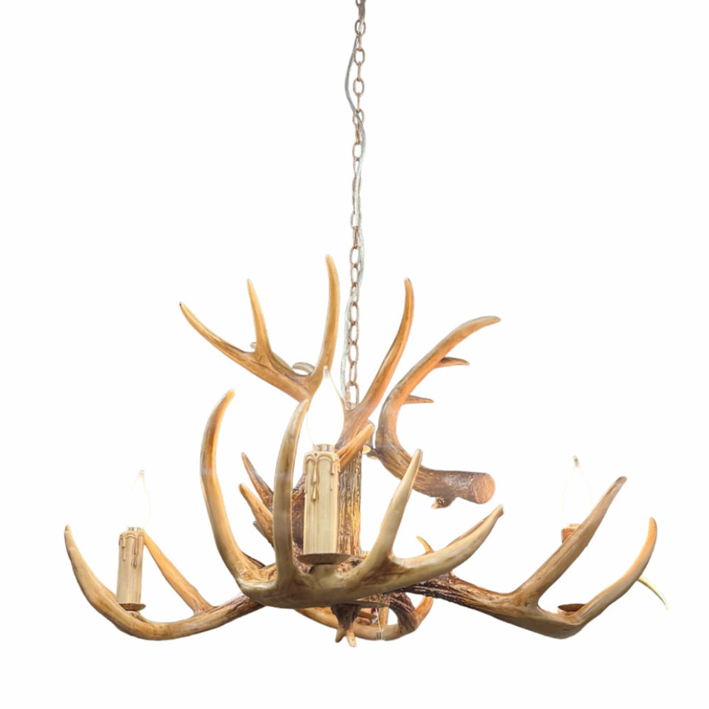 Faux Antler 4 Light Chandelier, Natural