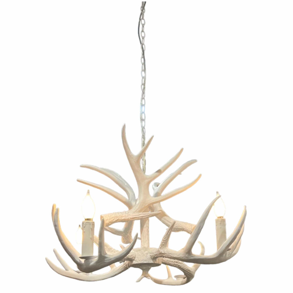 Faux Antler 4 Light Chandelier, White