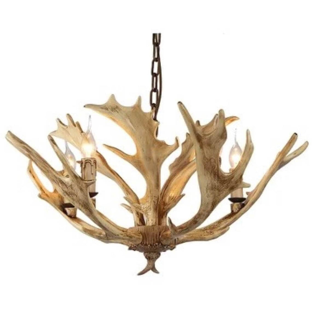 Faux Antler 5 Light Chandelier, Natural