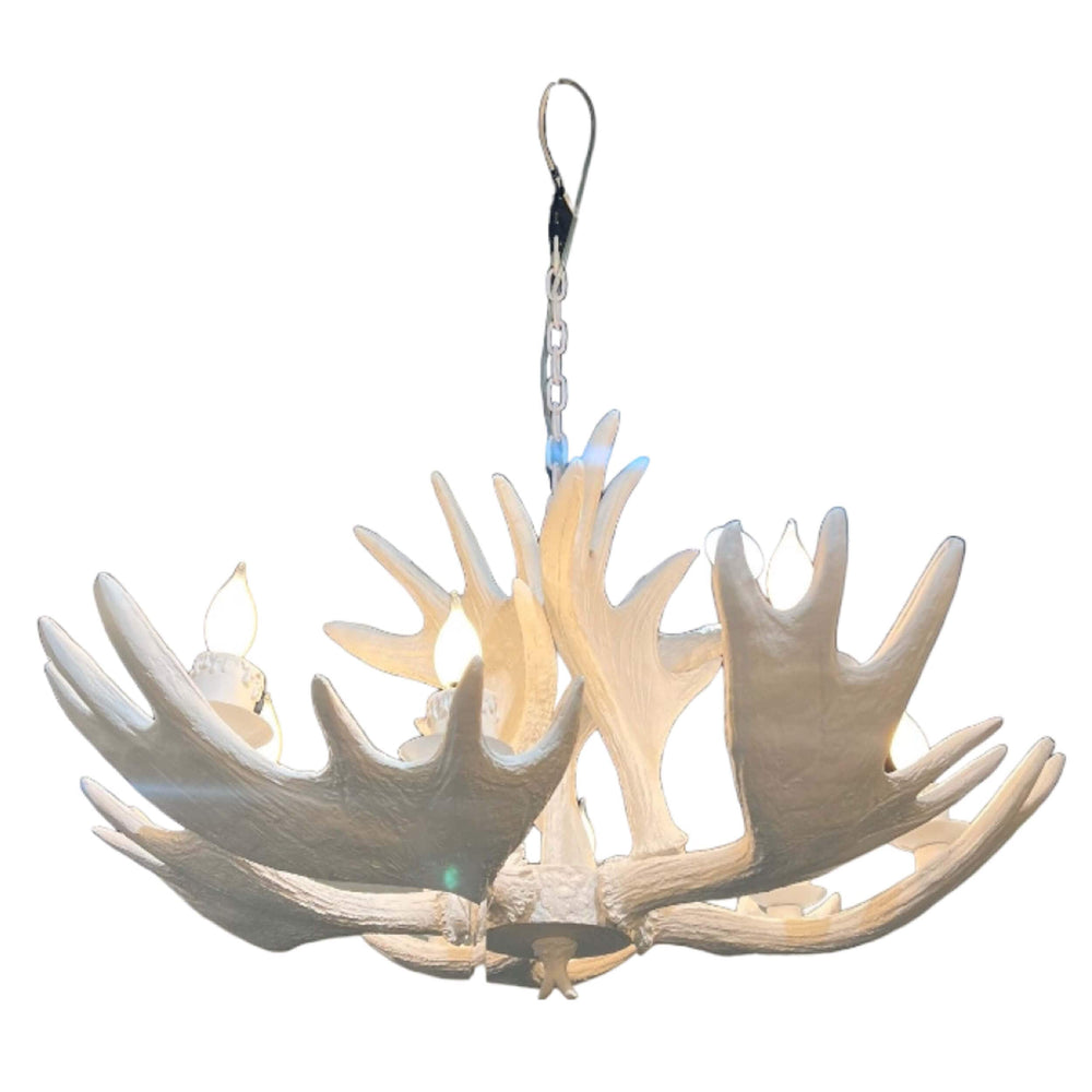 Faux Antler 5 Light Chandelier, White