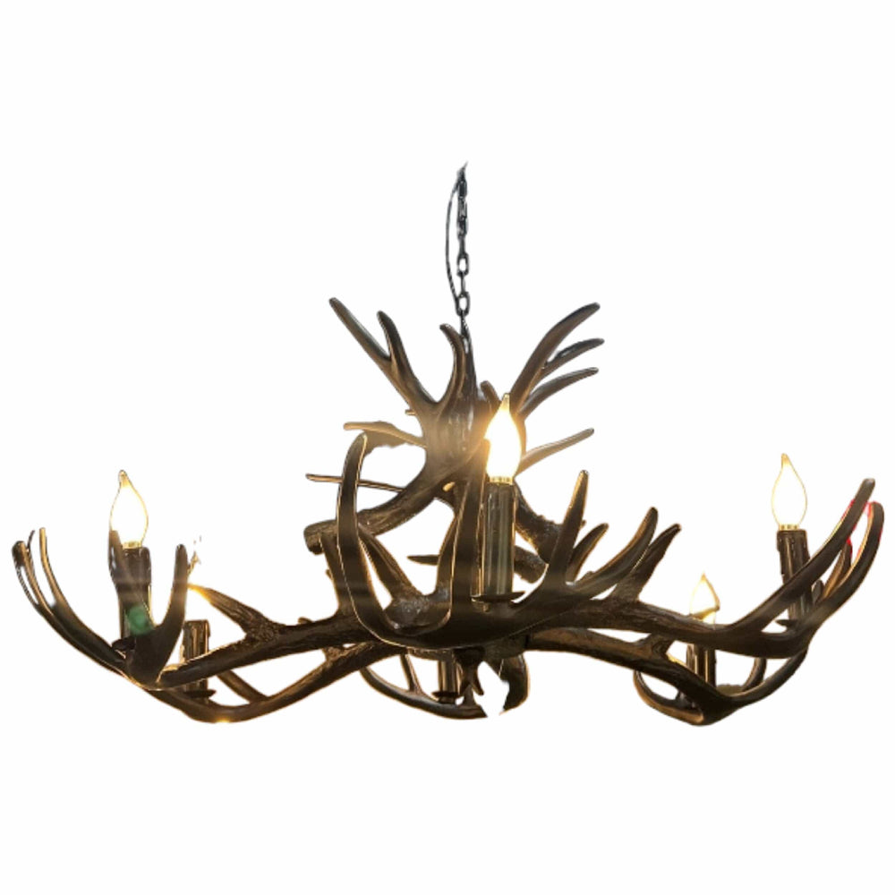 Faux Antler 6 Light Chandelier, Black