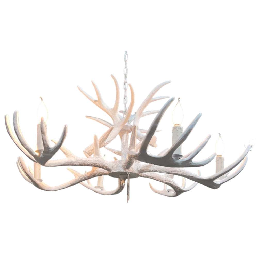 Faux Antler 6 Light Chandelier, White