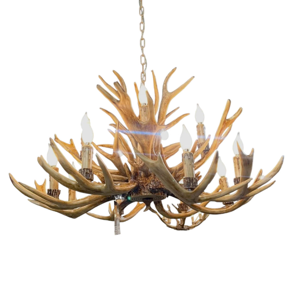 Faux Antler 8+4 Light Chandelier, Natural