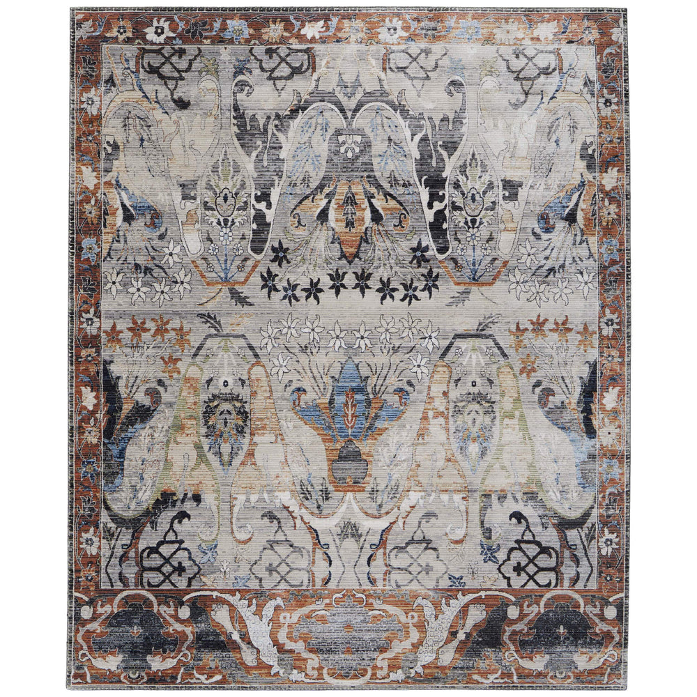 Feizy Rug Melrose 39P2F, Gray/Rust-Rugs1-High Fashion Home