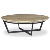 Felix Round Coffee Table, Travertine-Furniture - Accent Tables-High Fashion Home