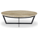 Felix Round Coffee Table, Travertine-Furniture - Accent Tables-High Fashion Home