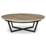 Felix Round Coffee Table, Travertine-Furniture - Accent Tables-High Fashion Home