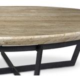 Felix Round Coffee Table, Travertine-Furniture - Accent Tables-High Fashion Home