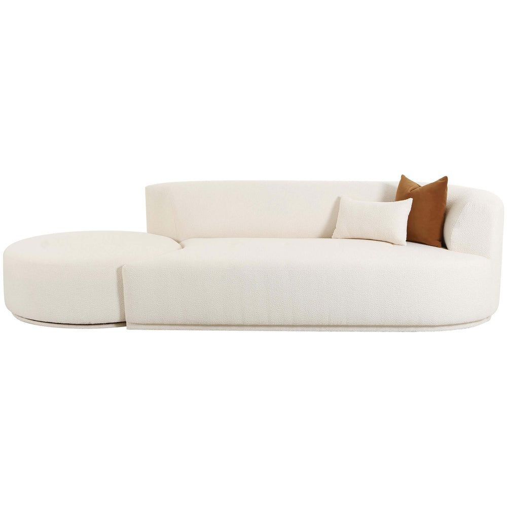 Fickle Boucle 2 Piece Chaise Modular RAF Sofa, Cream-Furniture - Sofas-High Fashion Home