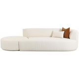 Fickle Boucle 2 Piece Chaise Modular RAF Sofa, Cream-Furniture - Sofas-High Fashion Home