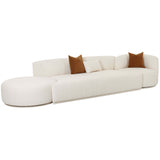 Fickle Boucle 3 Piece Chaise Modular Sofa, Cream-Furniture - Sofas-High Fashion Home