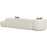 Fickle Boucle 3 Piece Chaise Modular Sofa, Cream-Furniture - Sofas-High Fashion Home