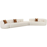 Fickle Boucle 4 Piece Modular RAF Sectional, Cream-Furniture - Sofas-High Fashion Home