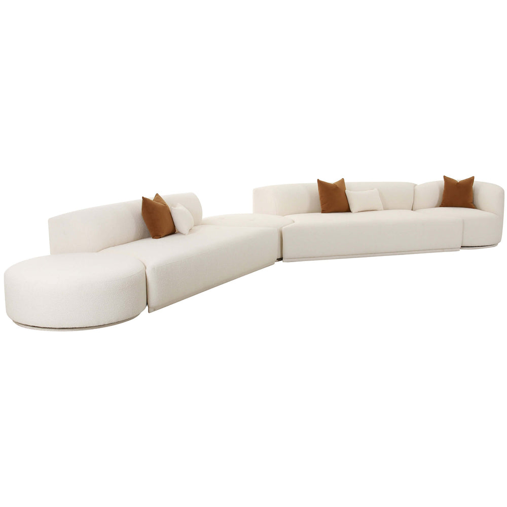 Fickle Boucle 5 Piece Modular Chaise Sectional, Cream-Furniture - Sofas-High Fashion Home