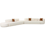 Fickle Boucle 5 Piece Modular Chaise Sectional, Cream-Furniture - Sofas-High Fashion Home