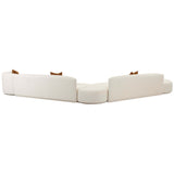 Fickle Boucle 5 Piece Modular Chaise Sectional, Cream-Furniture - Sofas-High Fashion Home