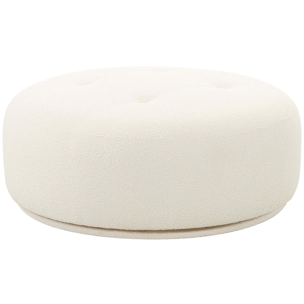 Fickle Swivel Ottoman, Cream-Furniture - Chairs-High Fashion Home