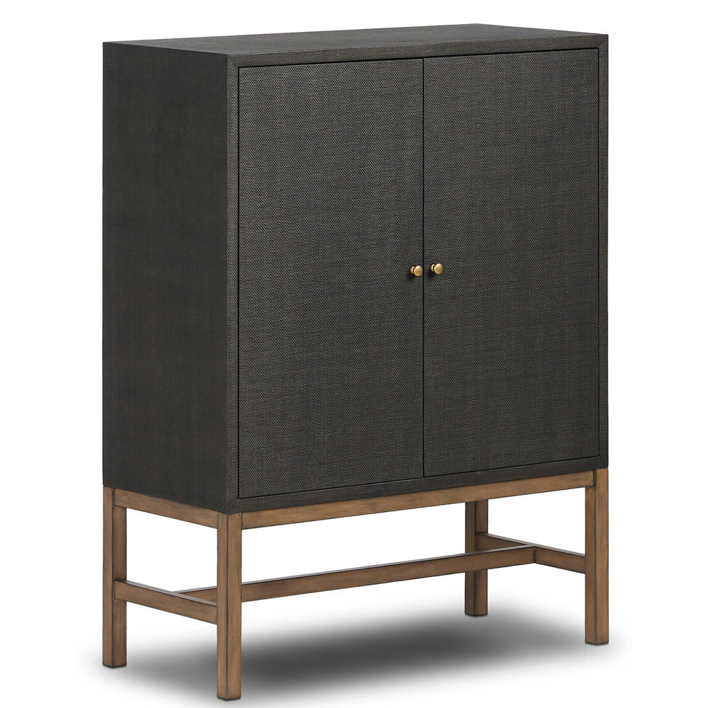 Fiona Bar Cabinet, Black Raffia-Furniture - Storage-High Fashion Home