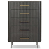 Fletcher 5 Drawer Dresser, Distressed Black-Furniture - Storage-High Fashion Home