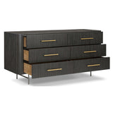 Fletcher 6 Drawer Dresser, Distressed Black-Furniture - Storage-High Fashion Home