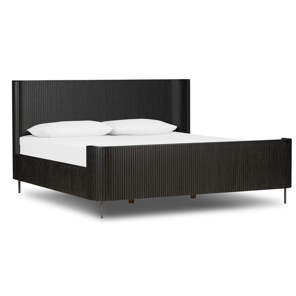 Fletcher Bed, Distressed Black-Furniture - Bedroom-High Fashion Home