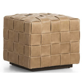 Flores Leather Ottoman, Palermo Drift-Furniture - Benches-High Fashion Home