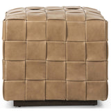 Flores Leather Ottoman, Palermo Drift-Furniture - Benches-High Fashion Home