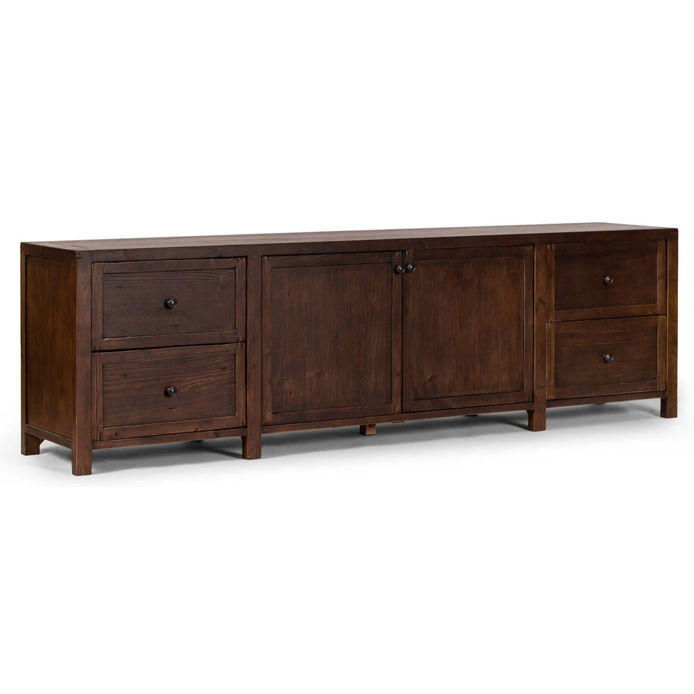 Gaines Media Console, Aged Pine-Furniture - Storage-High Fashion Home