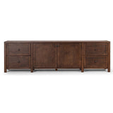 Gaines Media Console, Aged Pine-Furniture - Storage-High Fashion Home