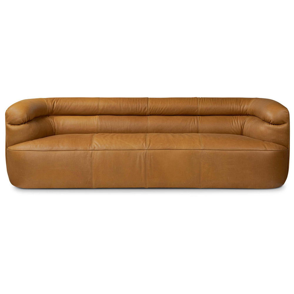 Gerrie Leather Sofa, Brickhouse Butterscotch-Furniture - Sofas-High Fashion Home