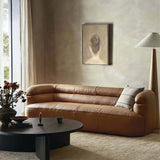 Gerrie Leather Sofa, Brickhouse Butterscotch-Furniture - Sofas-High Fashion Home