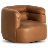 Gerrie Leather Swivel Chair, Brickhouse Butterscotch-Furniture - Chairs-High Fashion Home