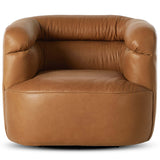 Gerrie Leather Swivel Chair, Brickhouse Butterscotch-Furniture - Chairs-High Fashion Home