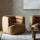 Gerrie Leather Swivel Chair, Brickhouse Butterscotch-Furniture - Chairs-High Fashion Home