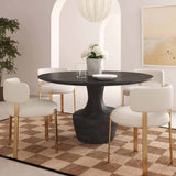 Gevra Round Dining Table, Black-Furniture - Dining-High Fashion Home