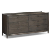 Glenview 6 Drawer Dresser, Cracked Smoked Black-Furniture - Storage-High Fashion Home