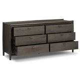 Glenview 6 Drawer Dresser, Cracked Smoked Black-Furniture - Storage-High Fashion Home