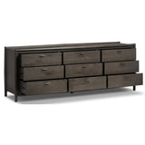 Glenview 9 Drawer Dresser, Cracked Smoked Black-Furniture - Bedroom-High Fashion Home