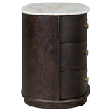 Greer 3 Drawer Nightstand, Chocolate Burl-Furniture - Bedroom-High Fashion Home