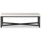 Hammered Iron Coffee Table, White Marble-Furniture - Accent Tables-High Fashion Home