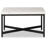 Hammered Iron Coffee Table, White Marble-Furniture - Accent Tables-High Fashion Home