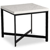 Hammered Iron End Table, White Marble-Furniture - Accent Tables-High Fashion Home