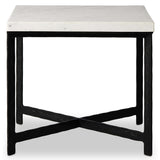 Hammered Iron End Table, White Marble-Furniture - Accent Tables-High Fashion Home