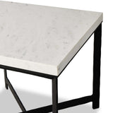 Hammered Iron End Table, White Marble-Furniture - Accent Tables-High Fashion Home